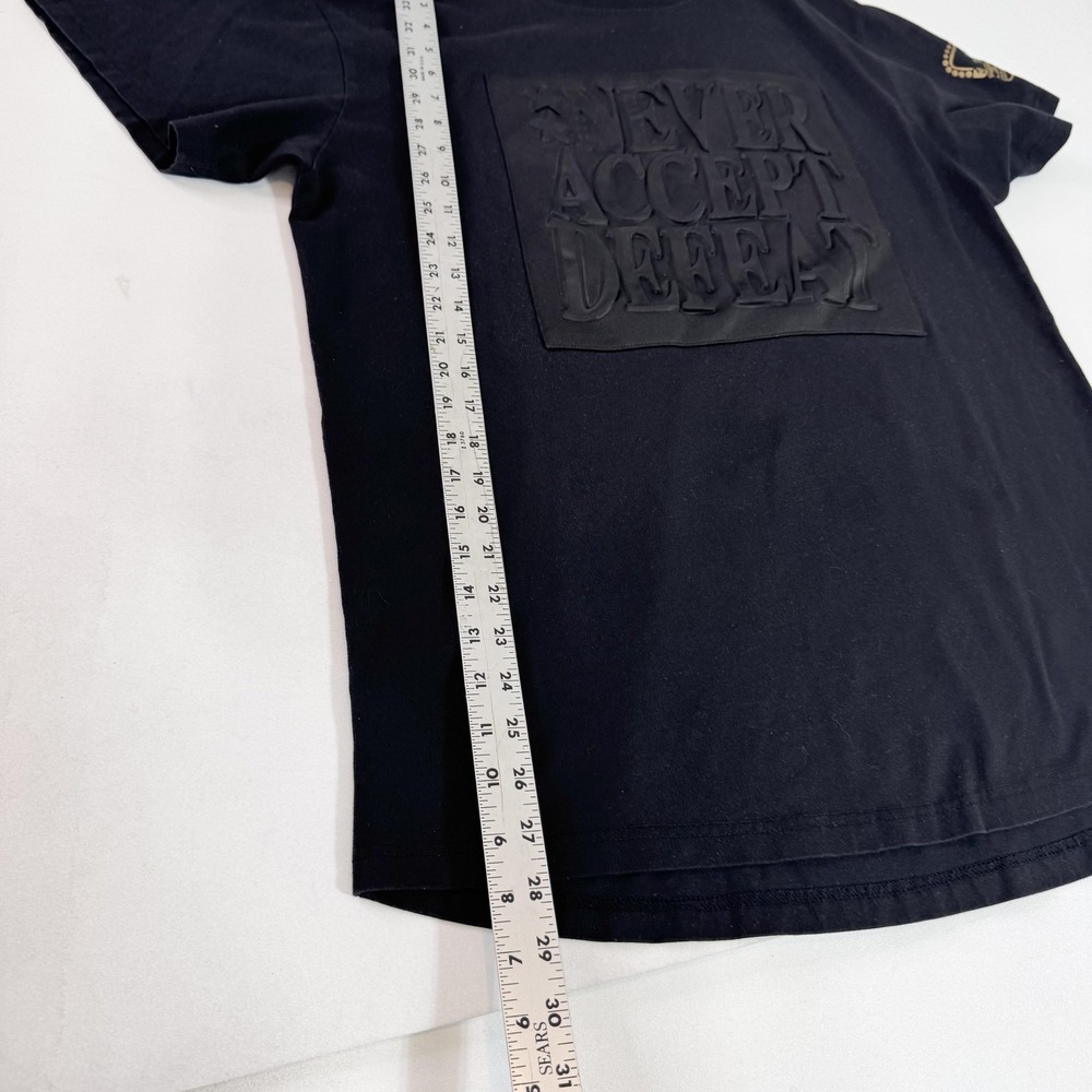 CR-24 Shirt Mens XL Black Never Accept Defeat Quote Embossed Crown Graphic Tee - Picture 3 of 9